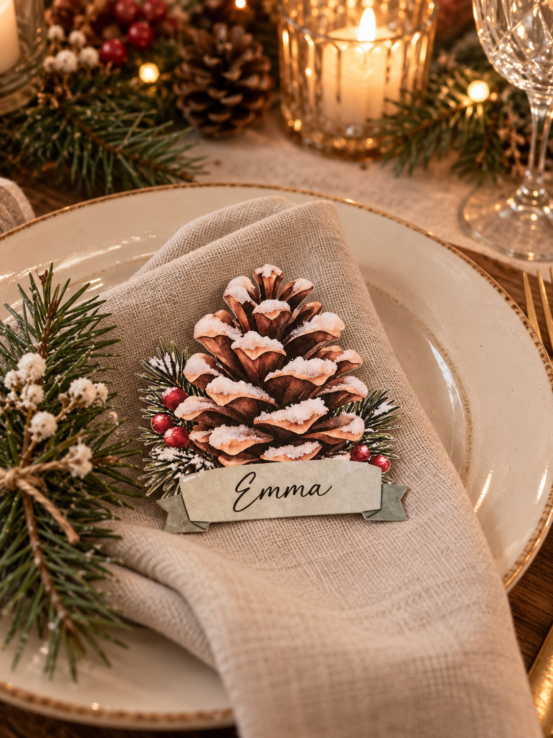 Tannenzapfen Tischkärtchen - für die Weihnachtstafel