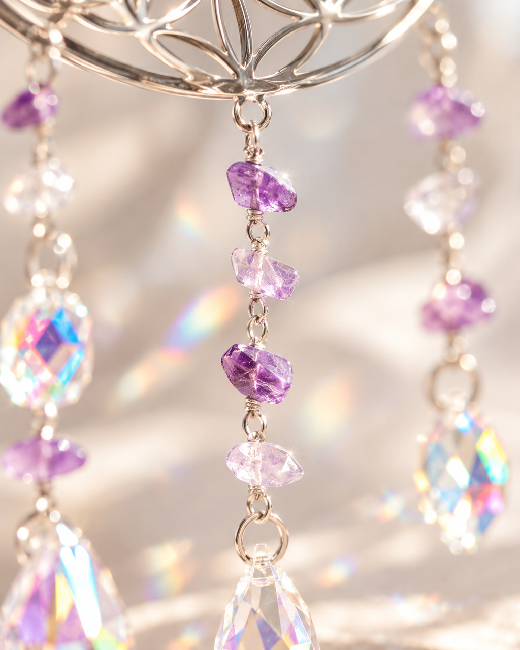 Sonnenfänger Amethyst - mit facettierten Kristallanhängern