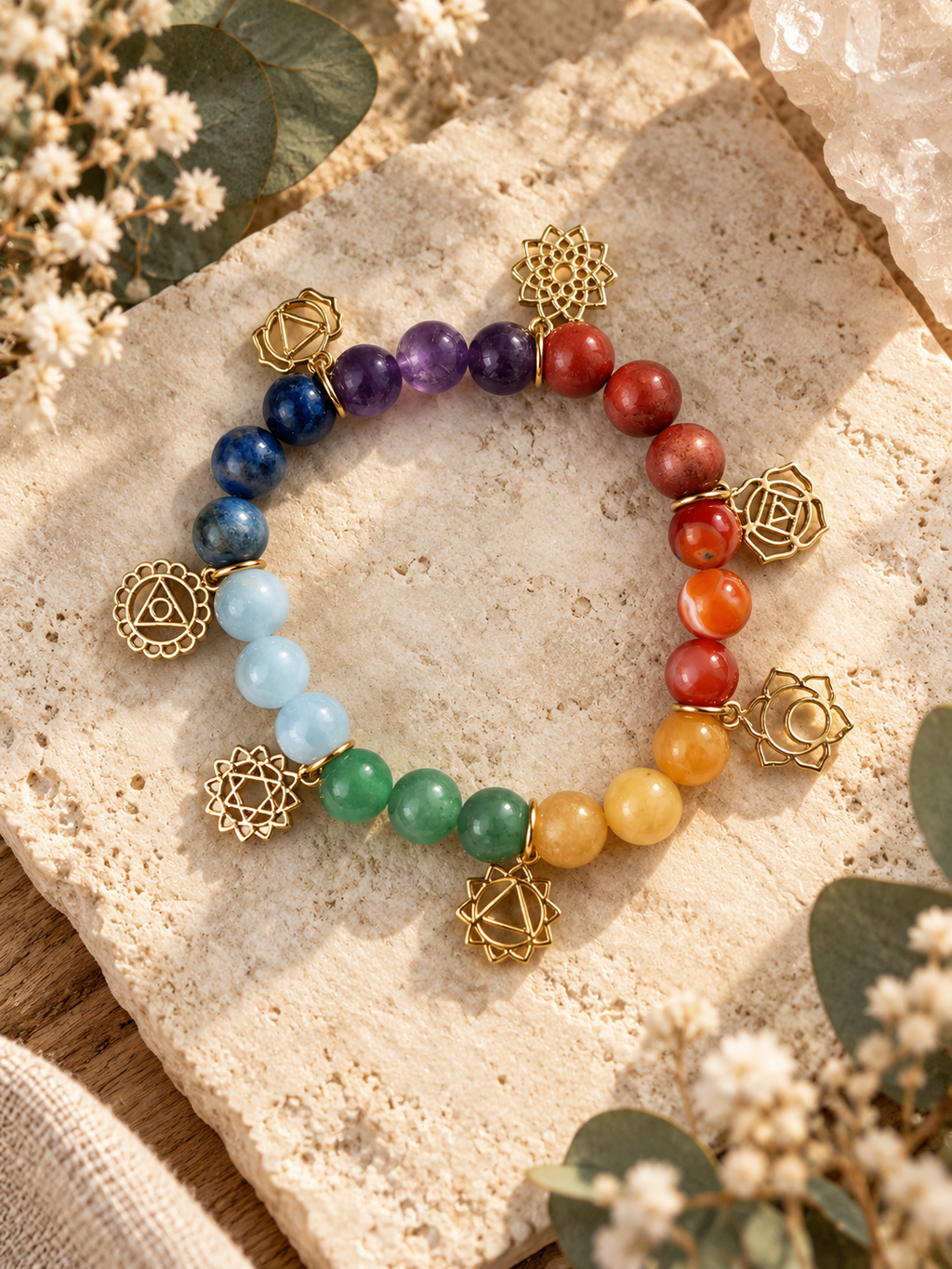 7 Chakren - Armband mit Charms