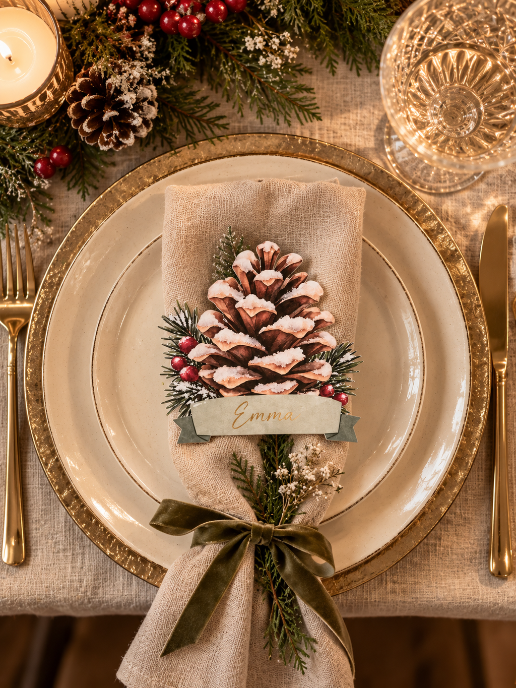Tannenzapfen Tischkärtchen - für die Weihnachtstafel