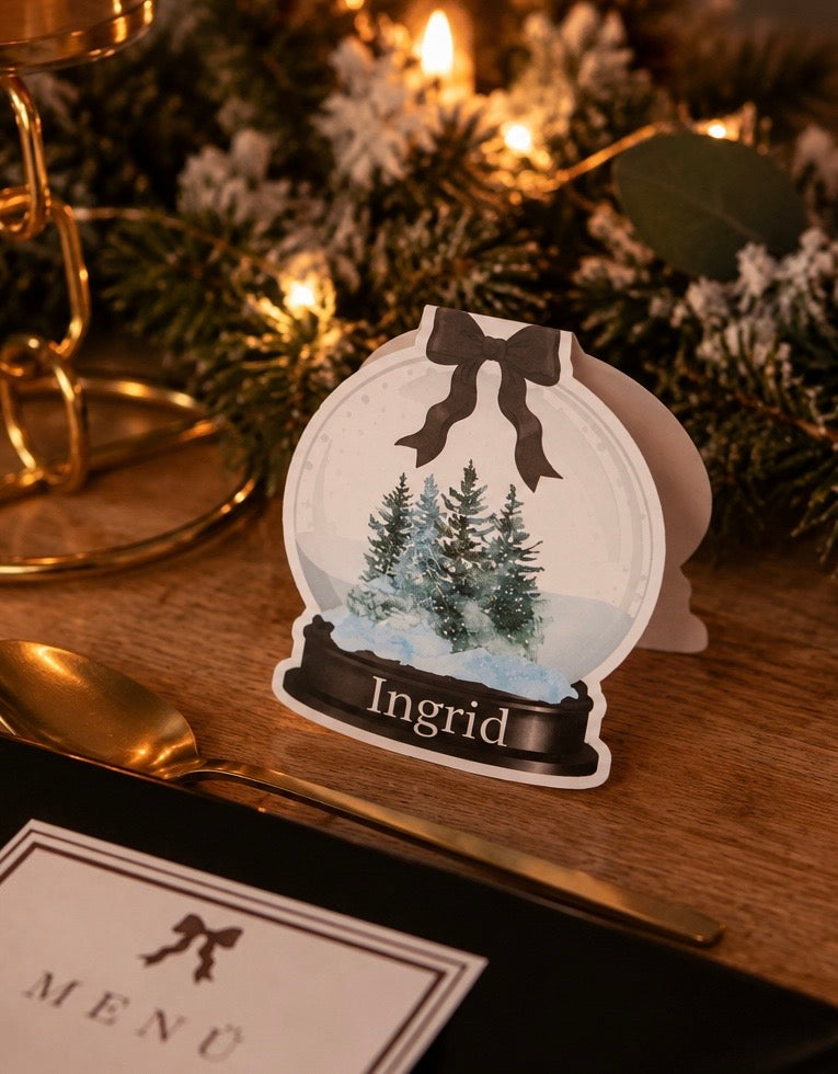 Schneekugel Tischkärtchen - für die Weihnachtstafel
