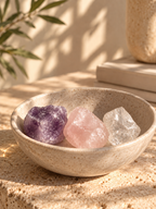 Wasser und Energie - mit Rosenquarz, Amethyst und Bergkristall